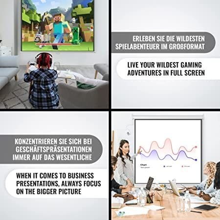 JAGO Ekran do projektora z pilotem, 178 x 178 cm